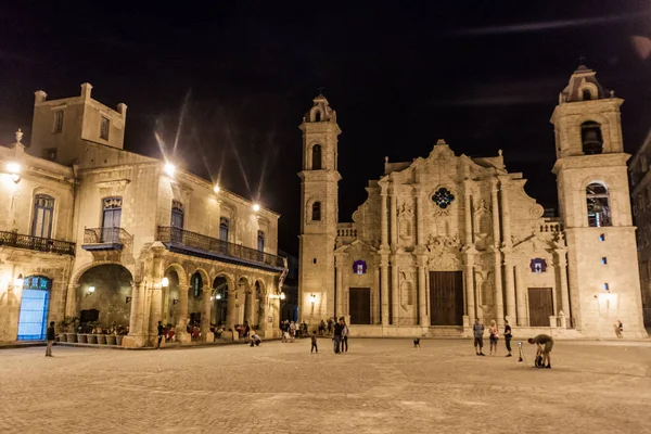 HAVANA, CUBA - FEB 20, 2016: Catedral de San Cristobal on Plaza de la Catedral square in Habana Vieja