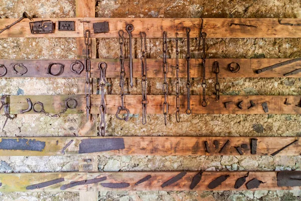 Tools Used Keeping Slaves Displayed Cafetal Isabelica Coffee Growing Plantation — Stock Photo, Image