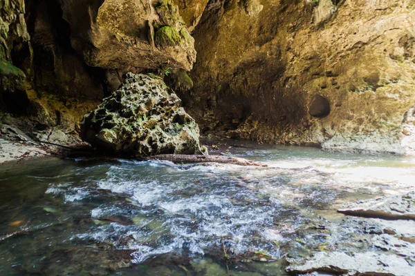 Rivière Souterraine Dans Complexe Grotte Cuevas Candelaria Guatemala — Photo