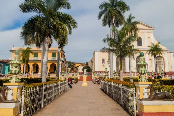 Trinidad Cuba Feb 2016 Turisti Plaza Mayor Nel Centro Trinidad — Foto Stock