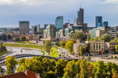 Vilnius, Litvanya - 15 Ağustos 2016: Snipiskes manzarası Mah Vilnius, Litvanya