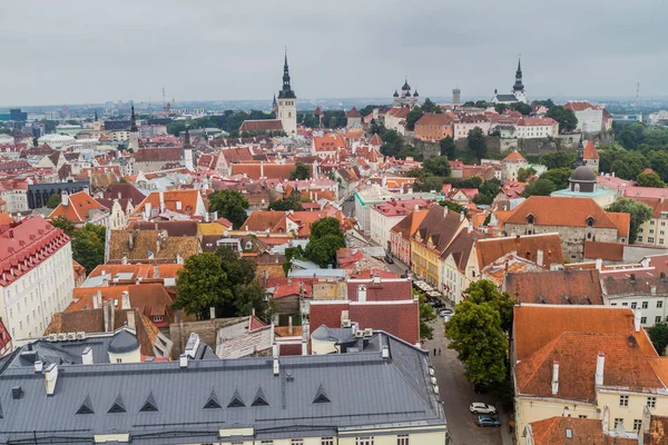 Tallinn, Estonya 'daki eski şehrin havadan görünüşü