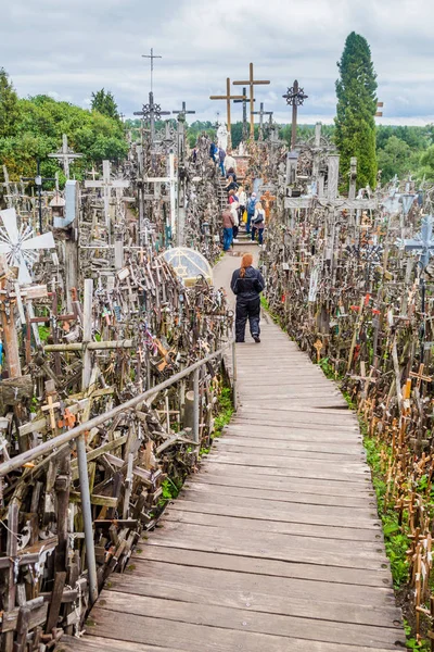 Siauliai, Litvanya - 18 Ağustos 2016: Hill, haçlar, hac sitesi Kuzey Litvanya'daki