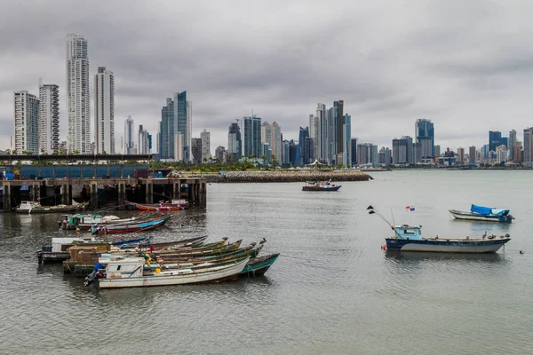 Miasto Panama Panama Maja 2016 Roku Łodzie Rybackie Porcie Panoramę — Zdjęcie stockowe