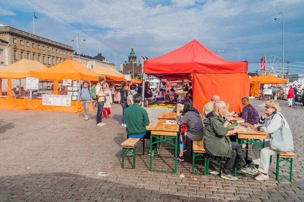 Helsinki Finnland August 2016 Blick Auf Die Essensstände Kauppatori Marktplatz — Stockfoto