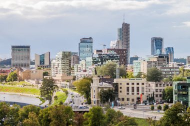 Vilnius, Litvanya - 15 Ağustos 2016: Snipiskes manzarası Mah Vilnius, Litvanya