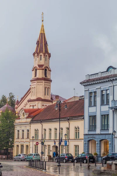 Vilnius Litvanya Ağustos 2016 Aziz Nikolaos Kilisesi Belediye Binası Meydanına — Stok fotoğraf