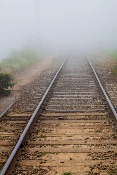 Niebla Que Cubre Las Vías Férreas Cerca Haputale Sri Lanka —  Fotos de Stock