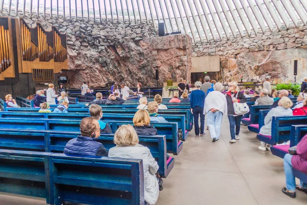 Helsinki Finlândia Agosto 2016 Interior Igreja Temppeliaukion Conhecida Também Como — Fotografia de Stock