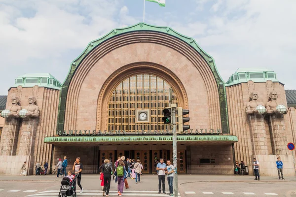 Helsinki Finlândia Agosto 2016 Edifício Estação Ferroviária Central Helsinque — Fotografia de Stock