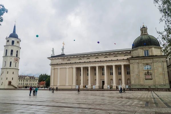 Vilnius, Litvanya - 16 Ağustos 2016: Katedral Bazilikası St Stanislaus ve St. Vladislav Katedral Meydanı Vilnius, Litvanya.