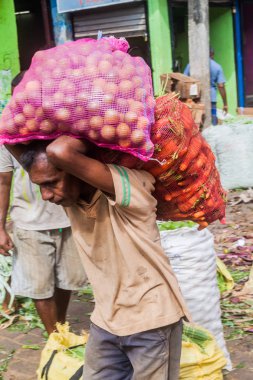 Colombo, Sri Lanka - 26 Temmuz 2016: Porter Manning Market Colombo, Sri Lanka