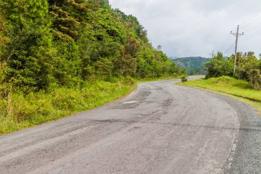 Panama'da Reserva Forestal de Fortuna dağlarında yol