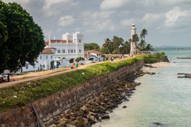 Galle, Sri Lanka - 12 Temmuz 2016: Hisar/Kale deniz surları Galle kale.