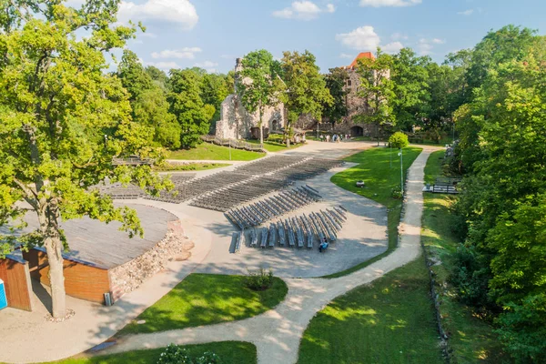 Zřícenina Středověkého Hradu Sigulda Lotyšsko — Stock fotografie
