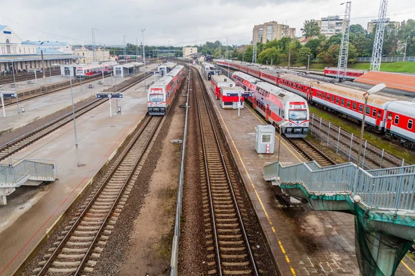 Vilnius Lituânia Agosto 2016 Comboios Principal Estação Ferroviária Vilnius Lituânia — Fotografia de Stock