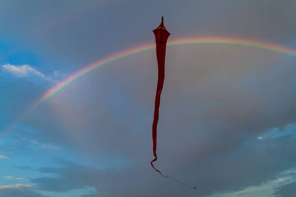 Regenbogen Und Drachen Über Dem Galle Fort Sri Lanka — Stockfoto