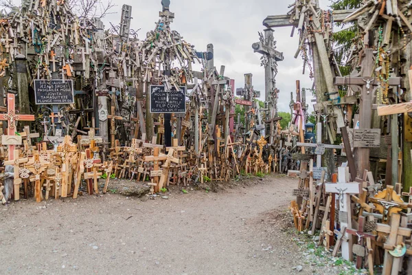 Siauliai, Litvanya - 18 Ağustos 2016: Hill, haçlar, hac sitesi Kuzey Litvanya'daki