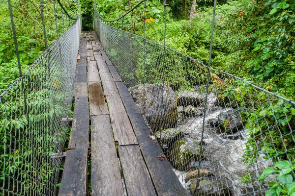 Puente Colgante Sendero Sendero Los Quetzales Parque Nacional Volcan Baru — Foto de Stock
