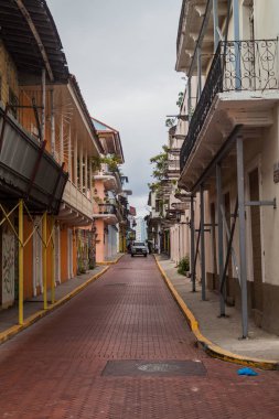 Panama City, Panama - 27 Mayıs 2016: Kasko Viejo (Old Town) Panama City, harap binalarda