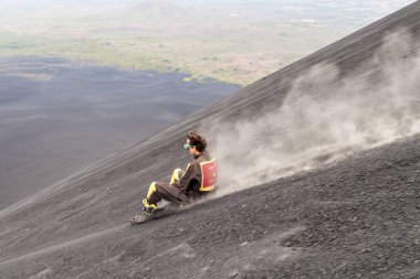 Cerro zenci, Nikaragua - 26 Nisan 2016: Volkan yatılı Cerro zenci yanardağ, Nikaragua gelen turist olan