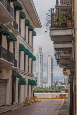 Panama City Casco Viejo (Old Town) eski binalarda. Gökdelenler içinde belgili tanımlık geçmiş.