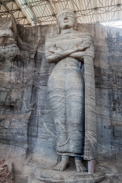 Stående Buddha Statyn Gal Vihara Rock Templet Den Antika Staden — Stockfoto