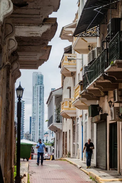 Cidade Panama Panama Maio 2016 Rua Estreita Casco Viejo Centro — Fotografia de Stock