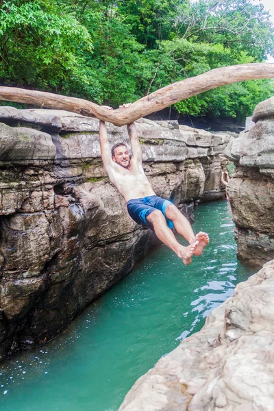 Gualaca Panama May 2016 Tourist Enjoys Los Cangilones Gualaca Mini — Stock Photo, Image