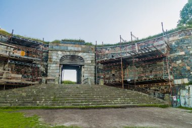 Sur Suomenlinna (Sveaborg), deniz kale ada Helsinki, Finlandiya