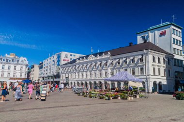 Malmö, İsveç - 27 Ağustos 2016: Gustav Adolfs Torg Meydanı Malmo İsveç'in eski binalar.