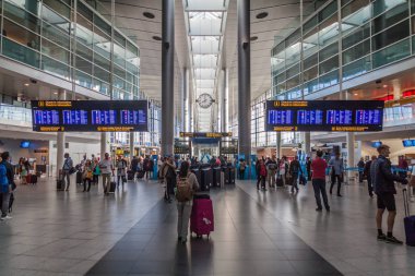 Copenhagen, Danimarka - 26 Ağustos 2016: Kopenhag Havaalanı'na görünümünü.