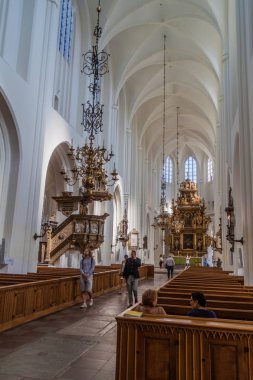 Malmö, İsveç - 27 Ağustos 2016: İç Sankt Petri Kilisesi'nin Malmo, İsveç.