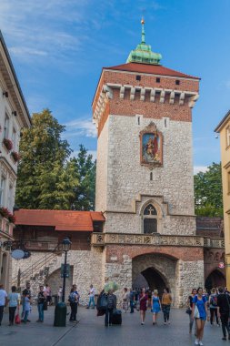 Krakow, Polonya - 4 Eylül 2016: Florian's gate Krakow.