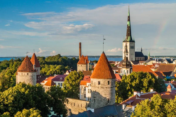 Skyline Old Town Таллинне Эстония — стоковое фото