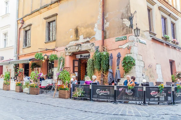 Krakow Polónia Setembro 2016 Pequeno Café Opan Centro Cracóvia Polônia — Fotografia de Stock