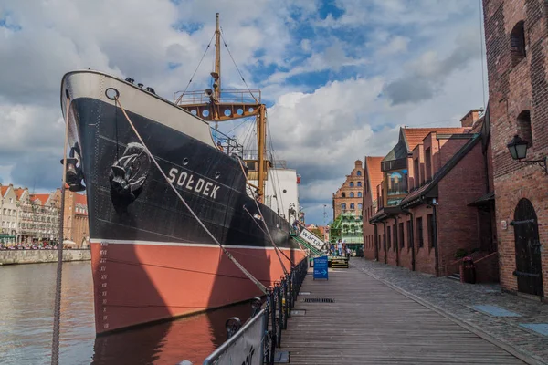 Gdansk Poland September 2016 Soldek Ship Motlawa River Gdansk Poland — Stock Photo, Image