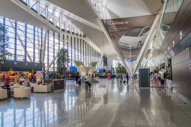 Gdansk, Polonya - 31 Ağustos 2016: İç Lech Walesa Gdansk airport, Polonya.