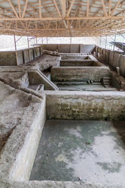 Indigo tesis 1658 yılında volkanik patlama tarafından San Andres sit alanı, El Salvador tahrip kalıntıları.