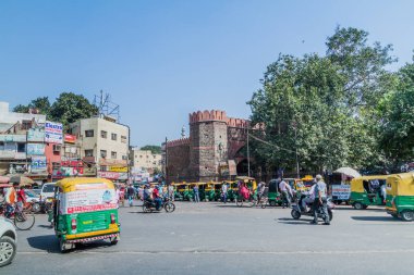 Delhi, Hindistan - 22 Ekim 2016: Görünüm, Ajmeri kapısı Delhi, Hindistan merkezinde.