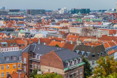 Manzarası Copenhagen evleri ve sokakları, Danimarka