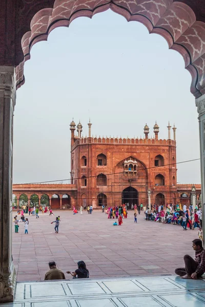 Індія Жовтня 2016 Вид Подвір Джама Масджид Мечеть Центрі Делі — стокове фото