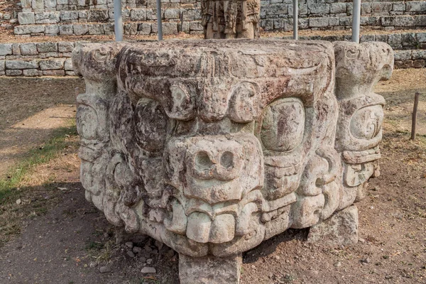 Escultura Sítio Arqueológico Copan Honduras — Fotografia de Stock