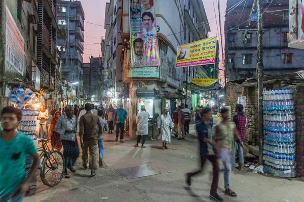 Dhaka Bangladesh November 2016 Night View Traffic Narrow Alleys Old — Stock Photo, Image