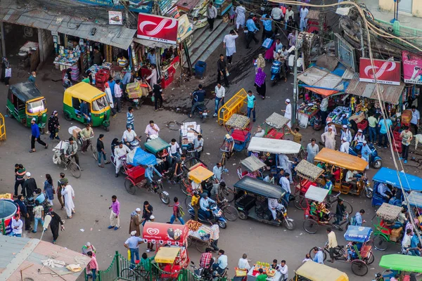 Delhi India October 2016 Aerial View Busy Intersection Old Delhi — Stock Photo, Image