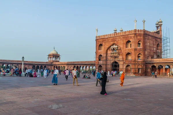 Індія Жовтня 2016 Дворі Джама Масджид Мечеть Центрі Делі Індія — стокове фото