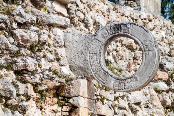 Stone ring at the Ball court (Juego de Pelota) at the ruins of the ancient Mayan city Uxmal, Mexico