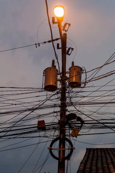 Mess of wires in Gracias town, Honduras