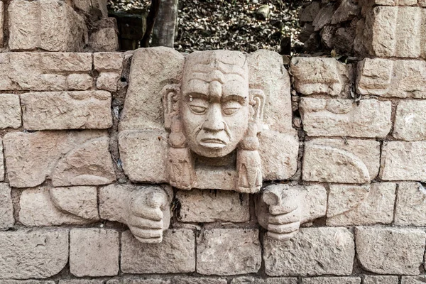 Socha Archeologické Lokalitě Copán Honduras — Stock fotografie