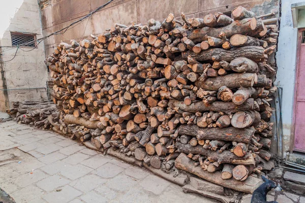 Pali Legna Ardere Utilizzati Cremazioni Ghat Varanasi India — Foto Stock